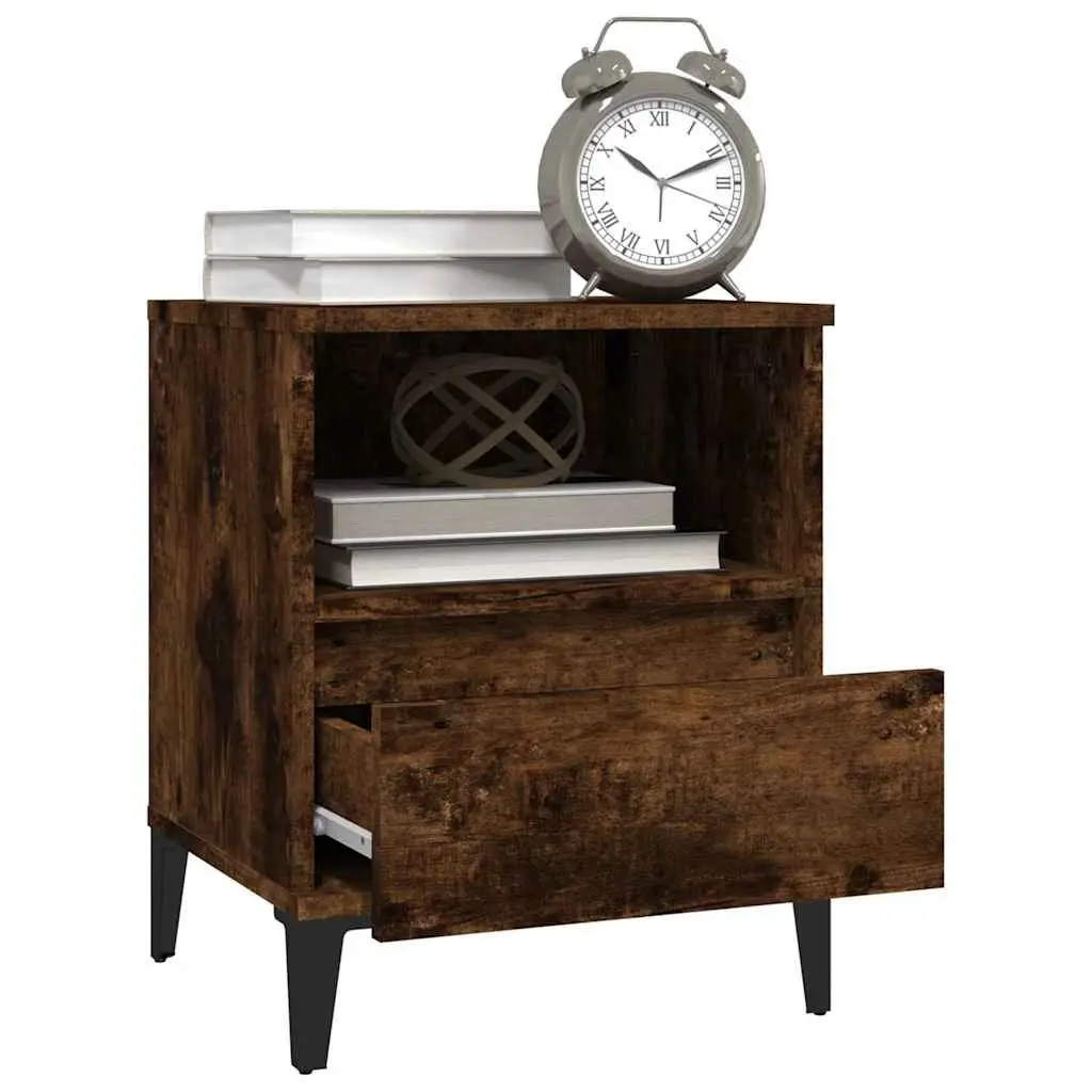 Bedside Cabinet 40x35x50 cm Storage Drawer Organiser Smoked Oak Brown