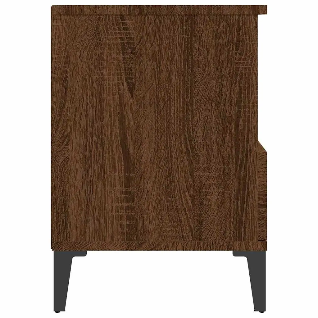 Brown Bedside Cabinets Set of 2 Storage Drawer Nightstands 40x35x50 cm with Metal Feet and Compartment for Home Bedroom Use
