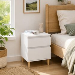 White Bedside Cabinet - 40x35x50 cm Engineered Wood