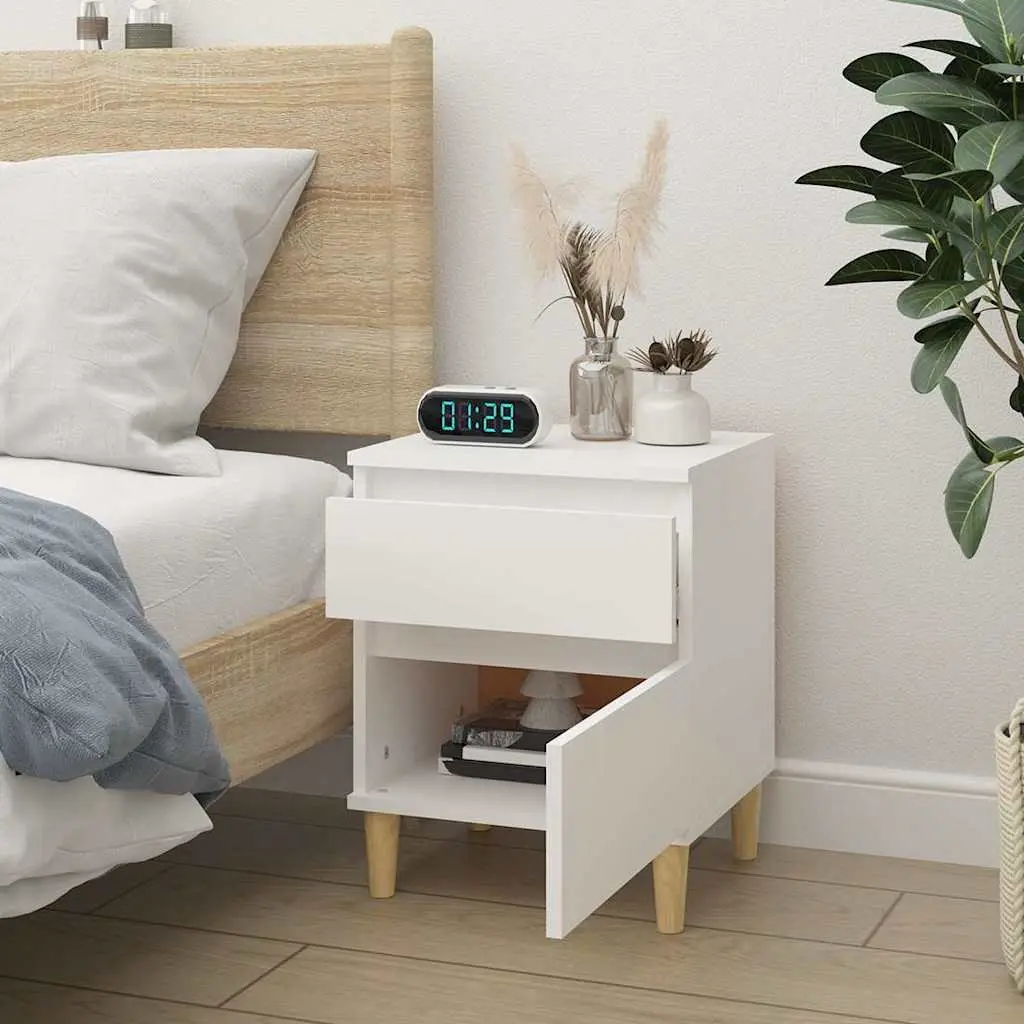Bedside Cabinet Storage Nightstand Organiser White 40x35x50 cm Bedroom Furniture