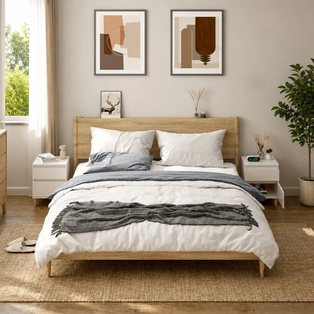 Bedside Cabinets 40x35x50cm, White Finish