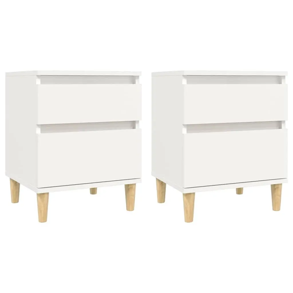 Bedside Cabinets 40x35x50cm, White Finish