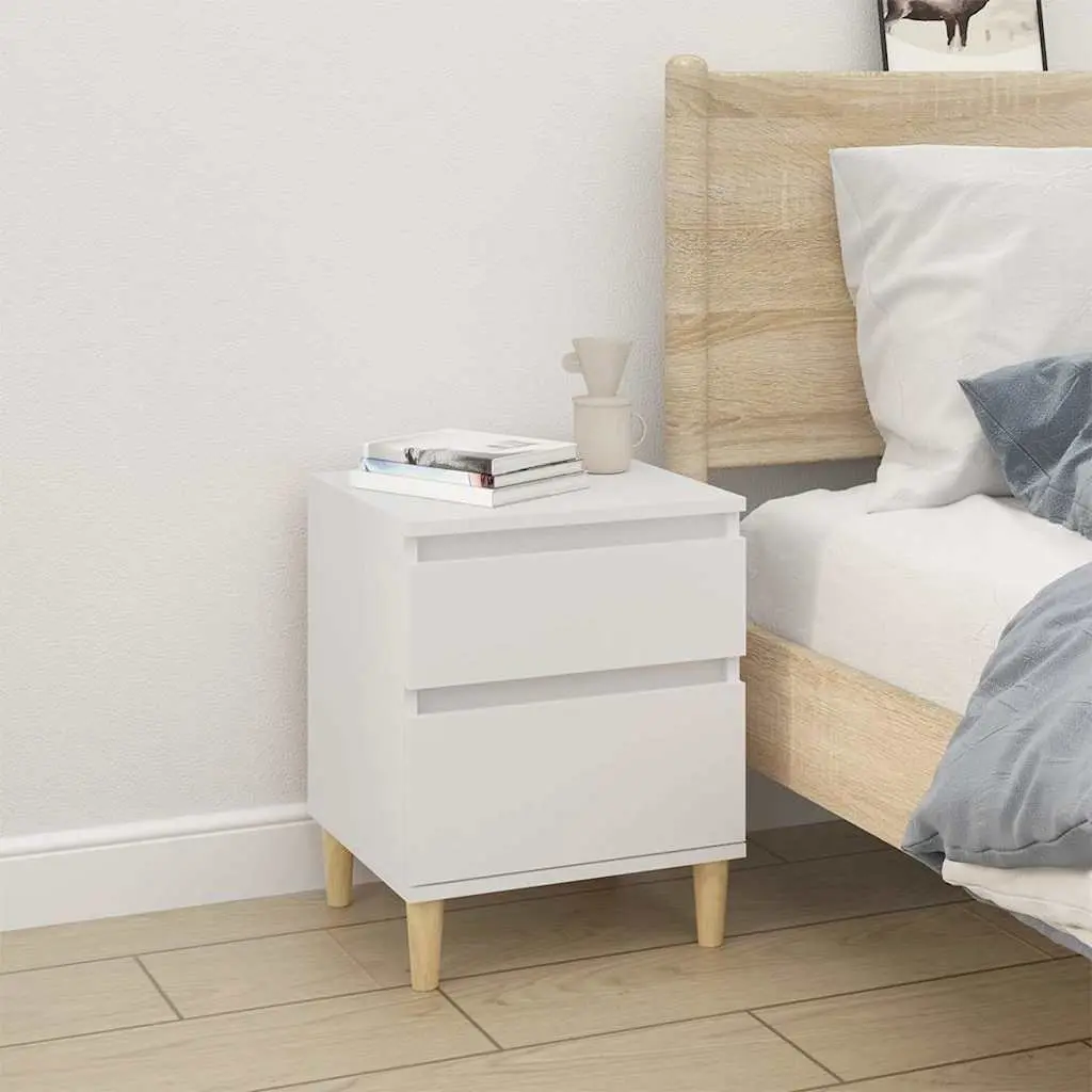 Bedside Cabinets 40x35x50cm, White Finish