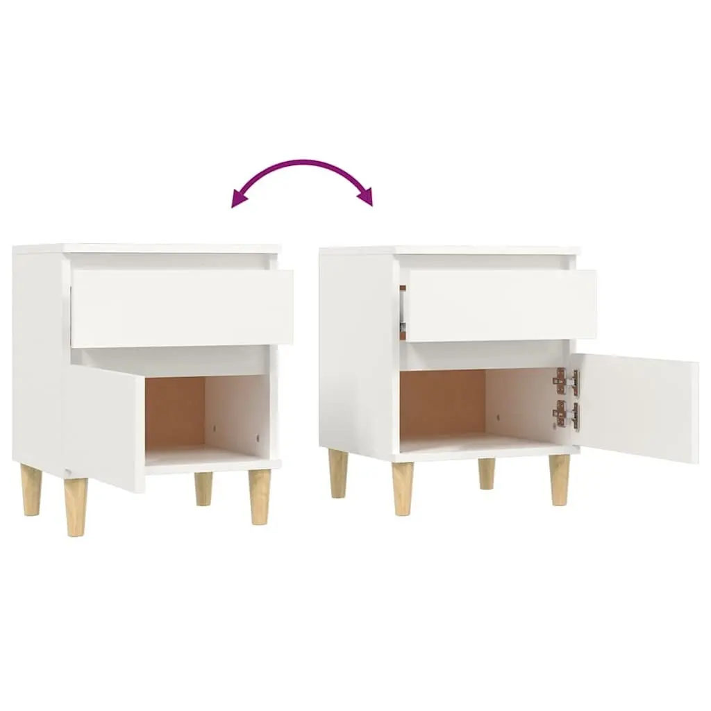 Bedside Cabinets 40x35x50cm, White Finish