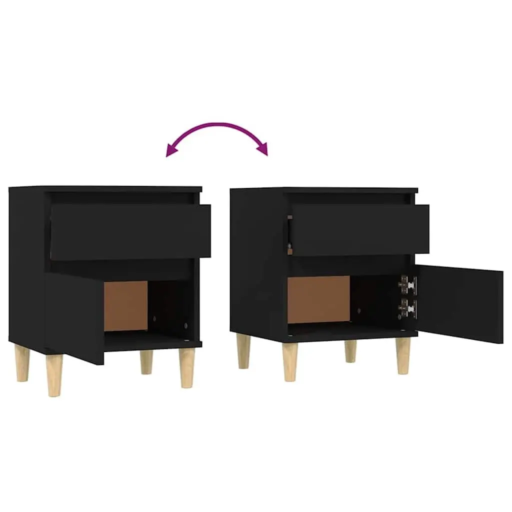 Bedside Cabinet Black Storage Nightstand End Table Bedroom Furniture Organizer