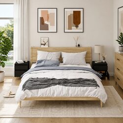 Black Nightstands with Ample Storage - 2 Piece Set
