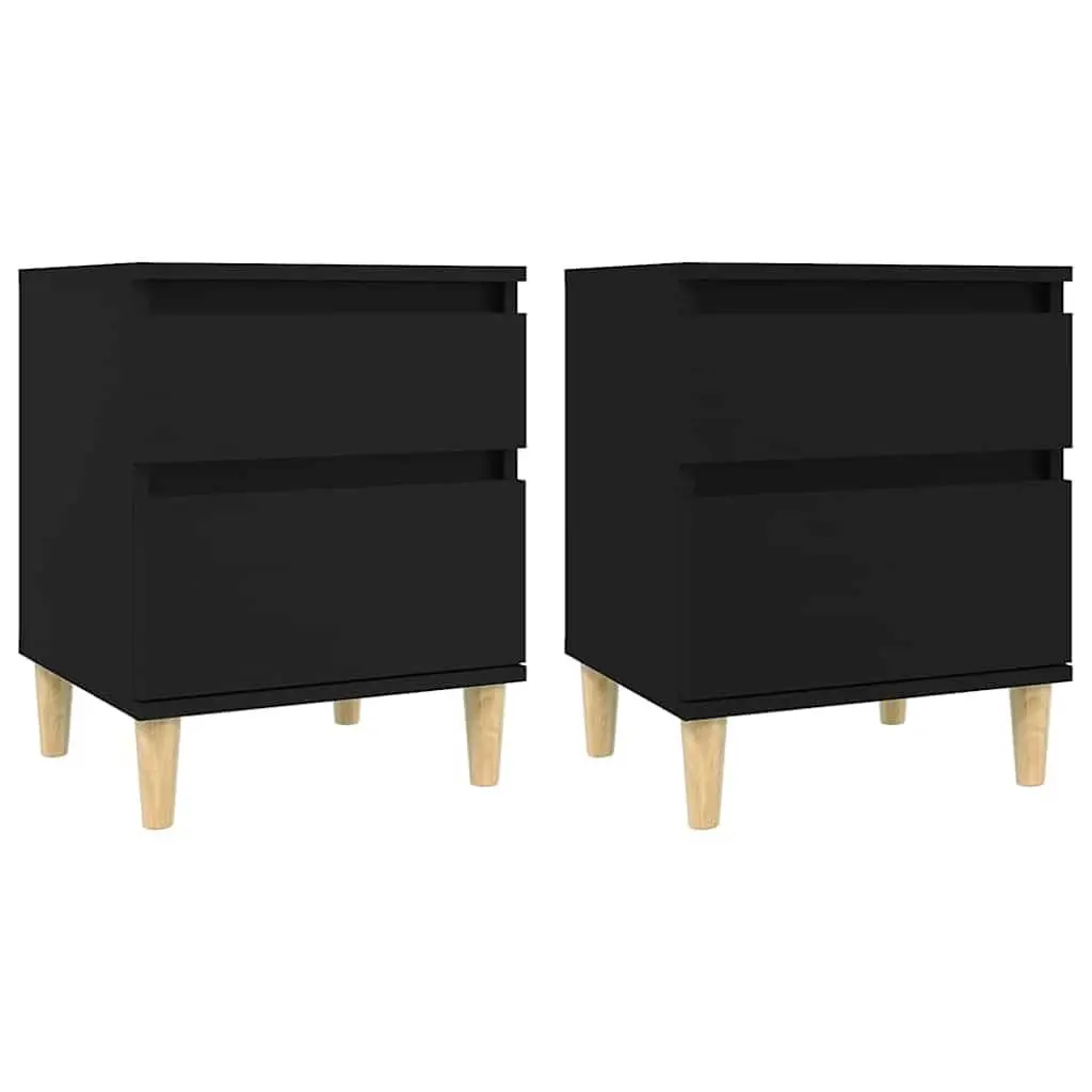 Bedside Cabinets 2 pcs Black Storage Nightstand Side Table Bedroom Furniture