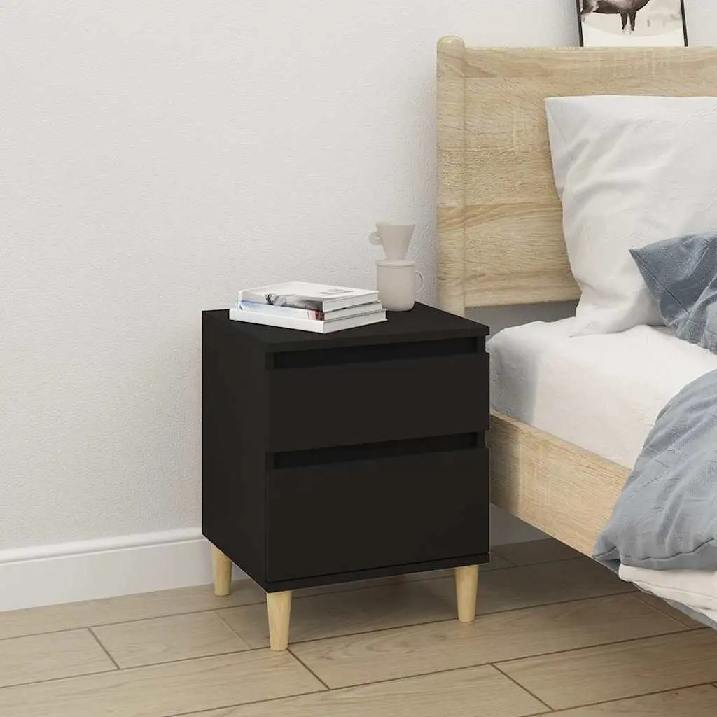 Bedside Cabinets 2 pcs Black Storage Nightstand Side Table Bedroom Furniture