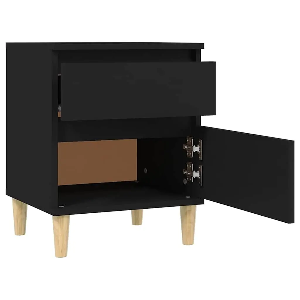 Bedside Cabinets 2 pcs Black Storage Nightstand Side Table Bedroom Furniture