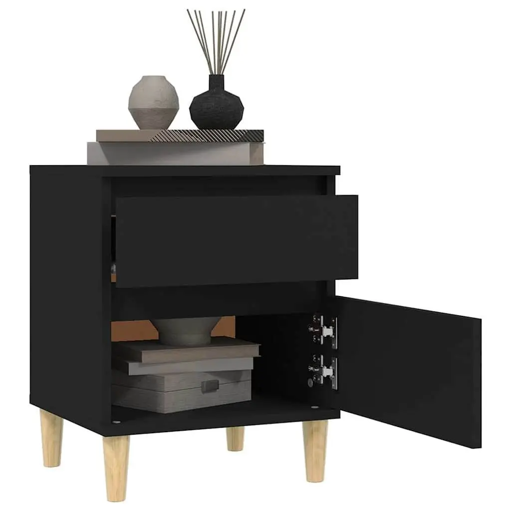 Bedside Cabinets 2 pcs Black Storage Nightstand Side Table Bedroom Furniture