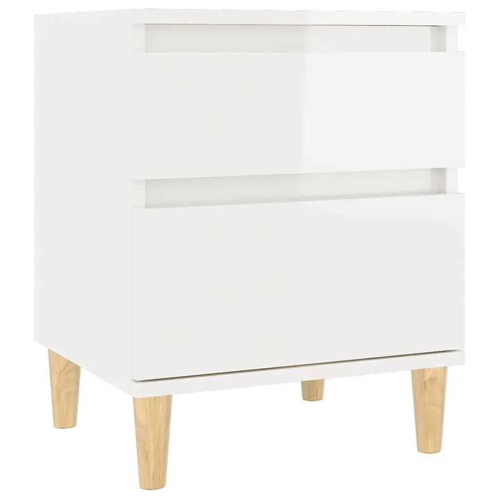 Bedside Cabinet White High Gloss Storage Nightstand Bedroom 40 x 35 x 50 cm