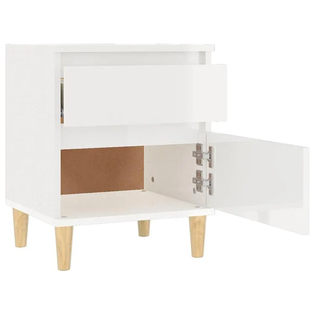 Bedside Cabinet White High Gloss Storage Nightstand Bedroom 40 x 35 x 50 cm
