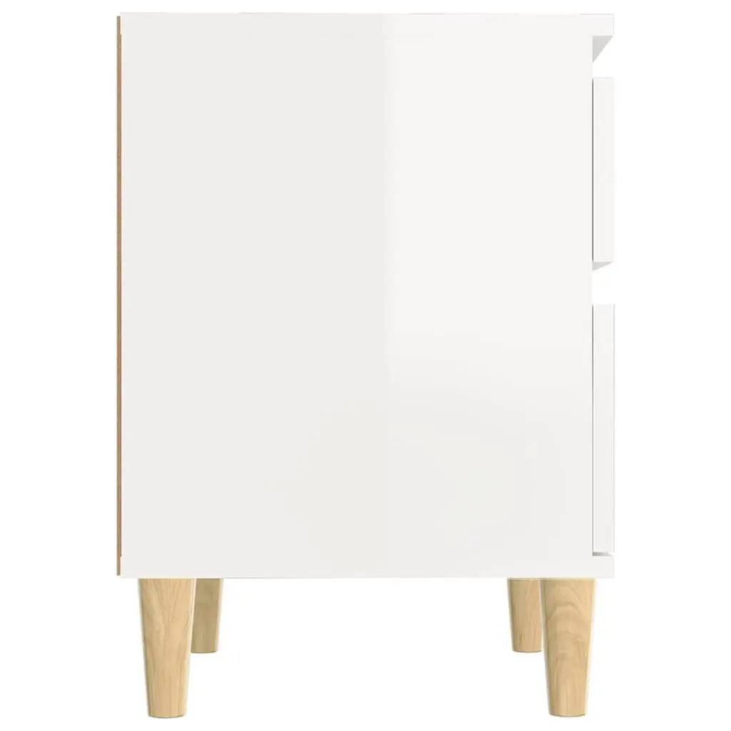 Bedside Cabinet White High Gloss Storage Nightstand Bedroom 40 x 35 x 50 cm