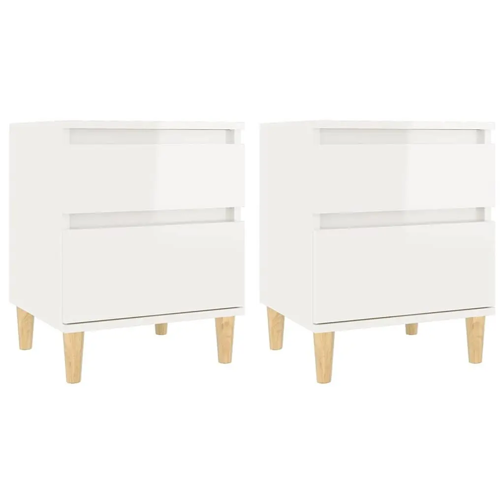 Bedside Cabinet Storage White High Gloss 40x35x50cm Bedroom Nightstand Locker