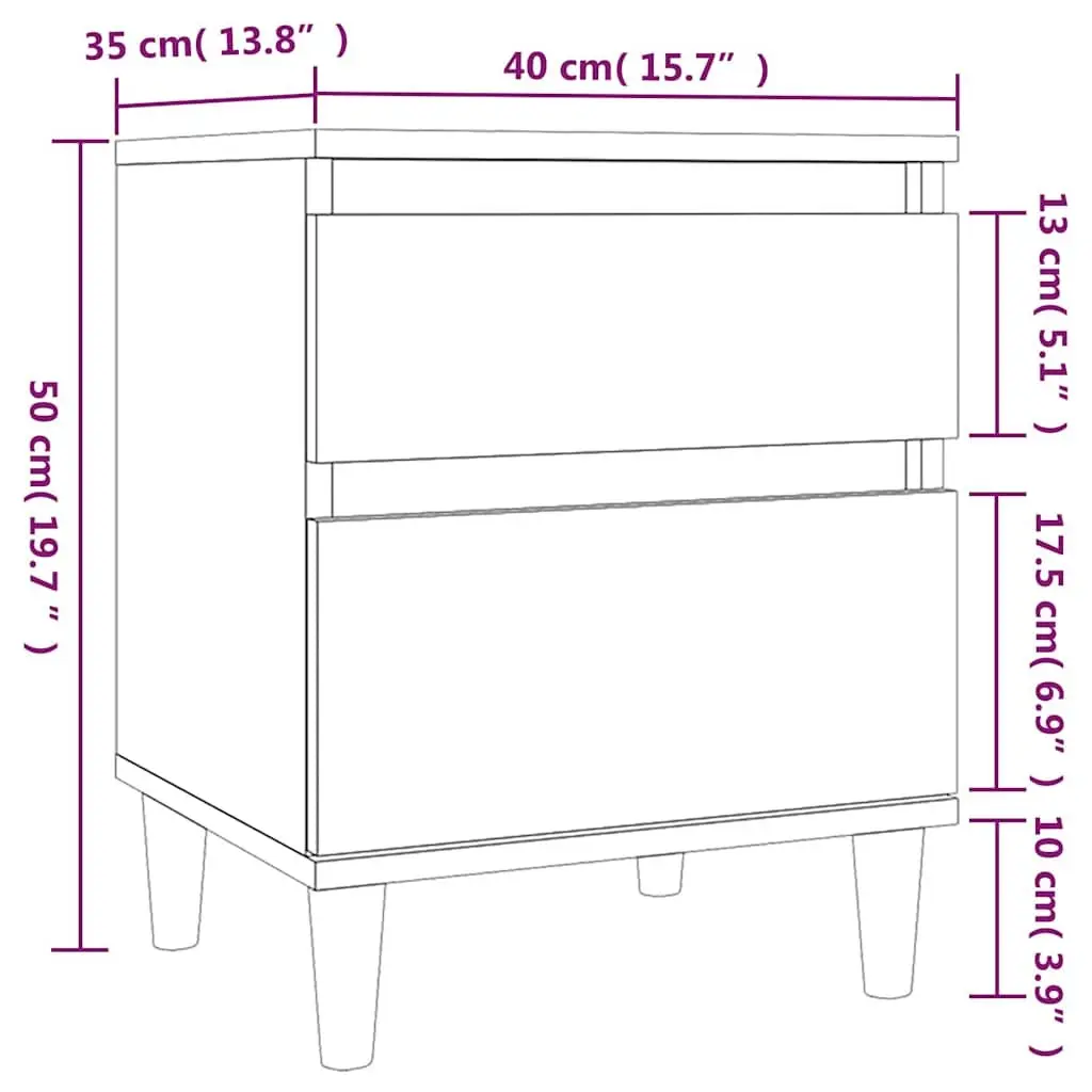 Bedside Cabinet Storage White High Gloss 40x35x50cm Bedroom Nightstand Locker