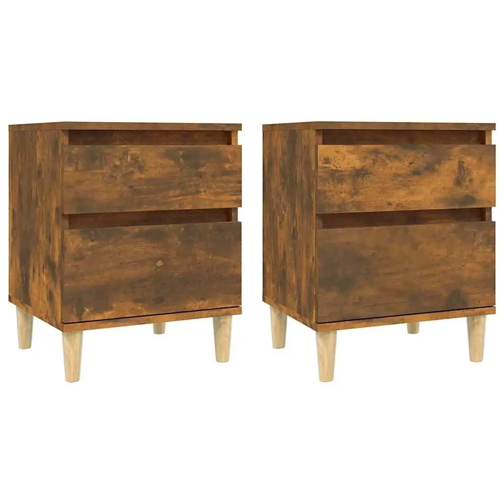 Bedside Storage Cabinets 2 pcs Brown Nightstand Bedroom Side Table Organiser