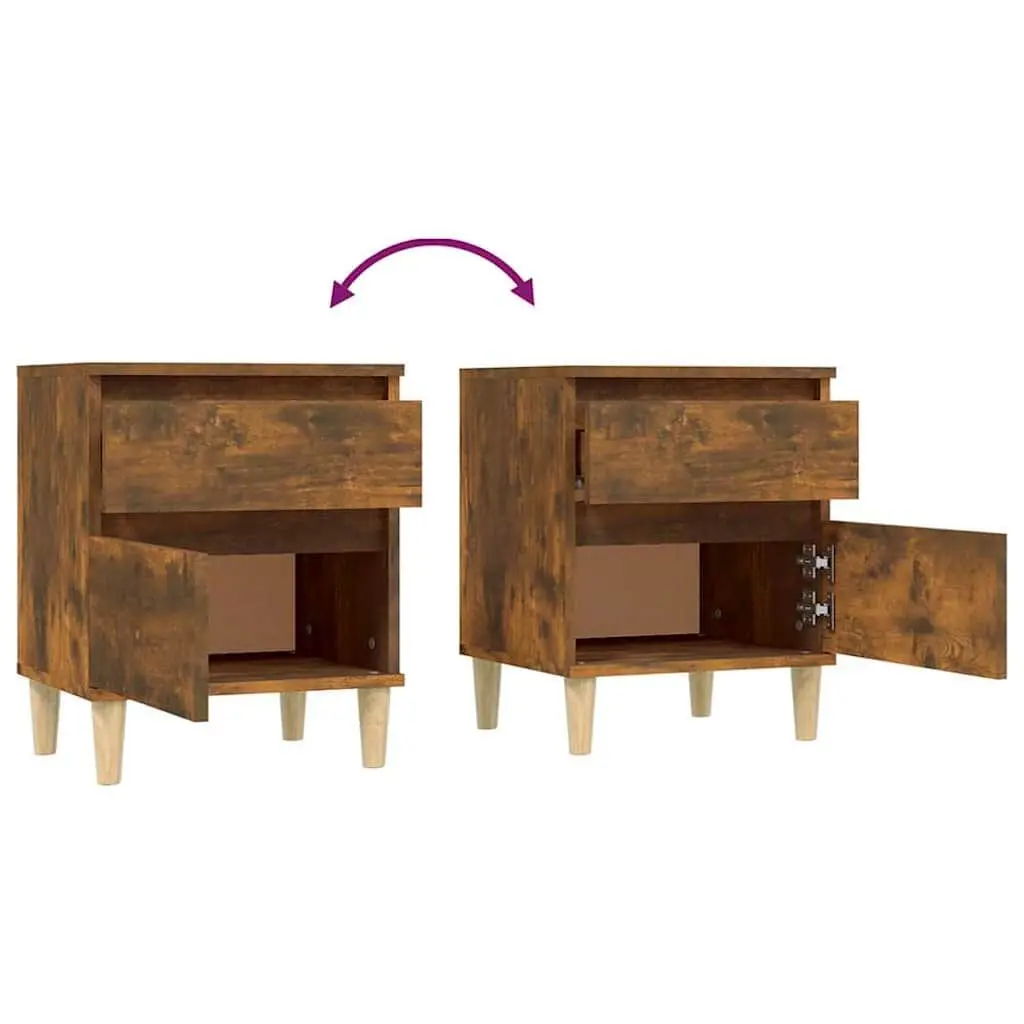 Bedside Storage Cabinets 2 pcs Brown Nightstand Bedroom Side Table Organiser