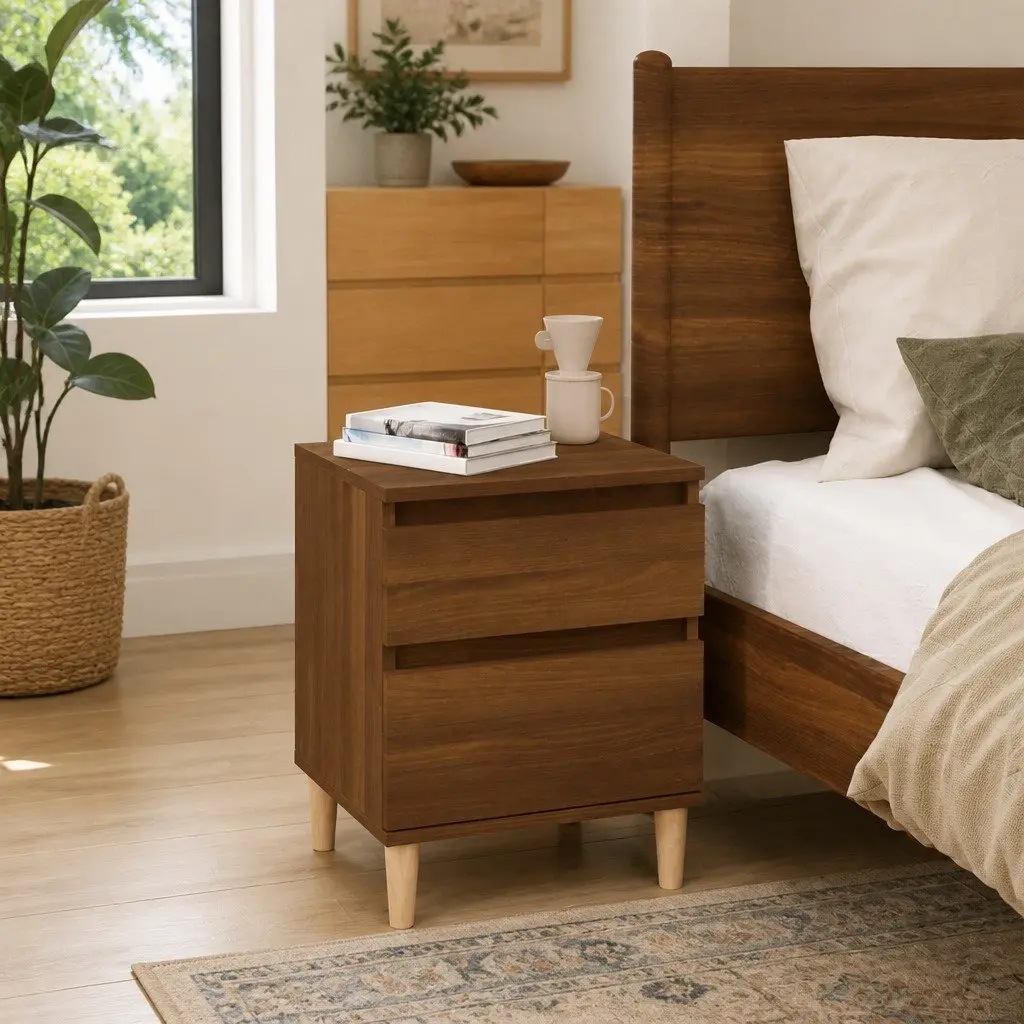 Brown Oak Bedside Cabinet 40x35x50 cm