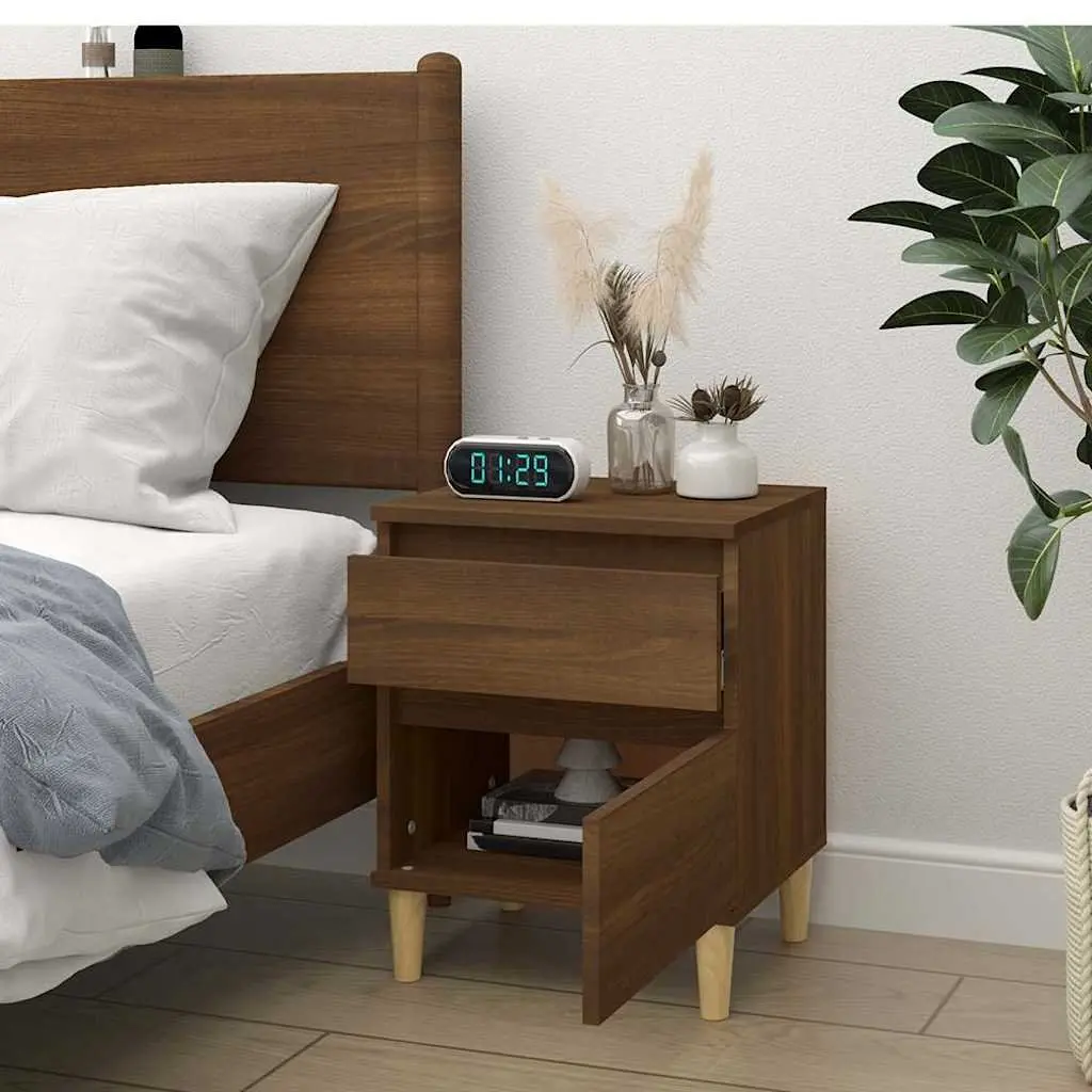 Brown Oak Bedside Cabinet 40x35x50 cm