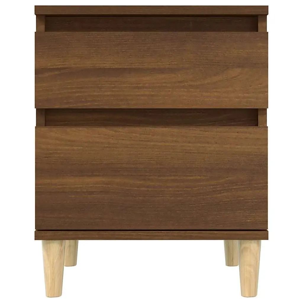 Brown Oak Nightstand Storage Cabinets