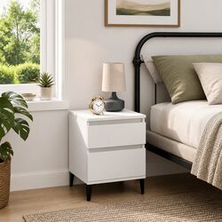 Bedside Cabinet White Storage Unit Nightstand Bedroom Furniture Organiser