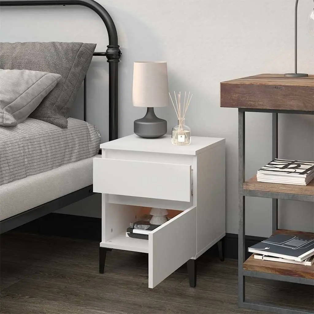 Bedside Cabinet White Storage Unit Bedroom 40 x 35 x 50 cm