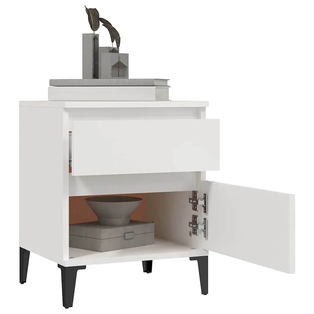Bedside Cabinet White Storage Unit Bedroom 40 x 35 x 50 cm