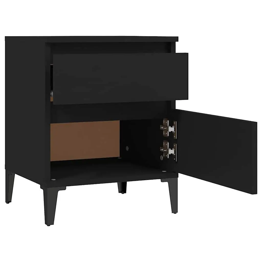 Bedside Cabinet Storage Black Nightstand Bedroom Furniture Organiser