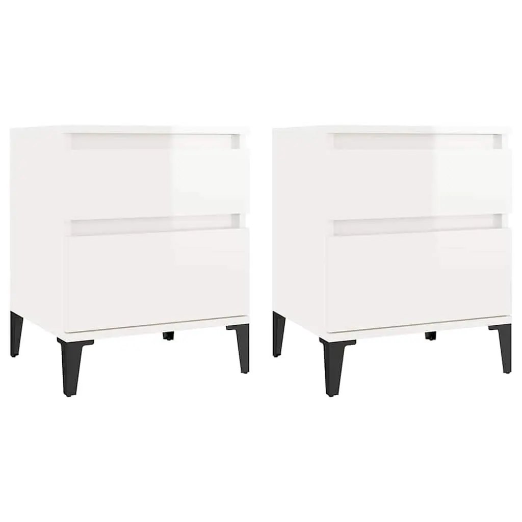 Bedside Storage Cabinets 2 pcs White Nightstand Cabinet Bedroom Furniture Set