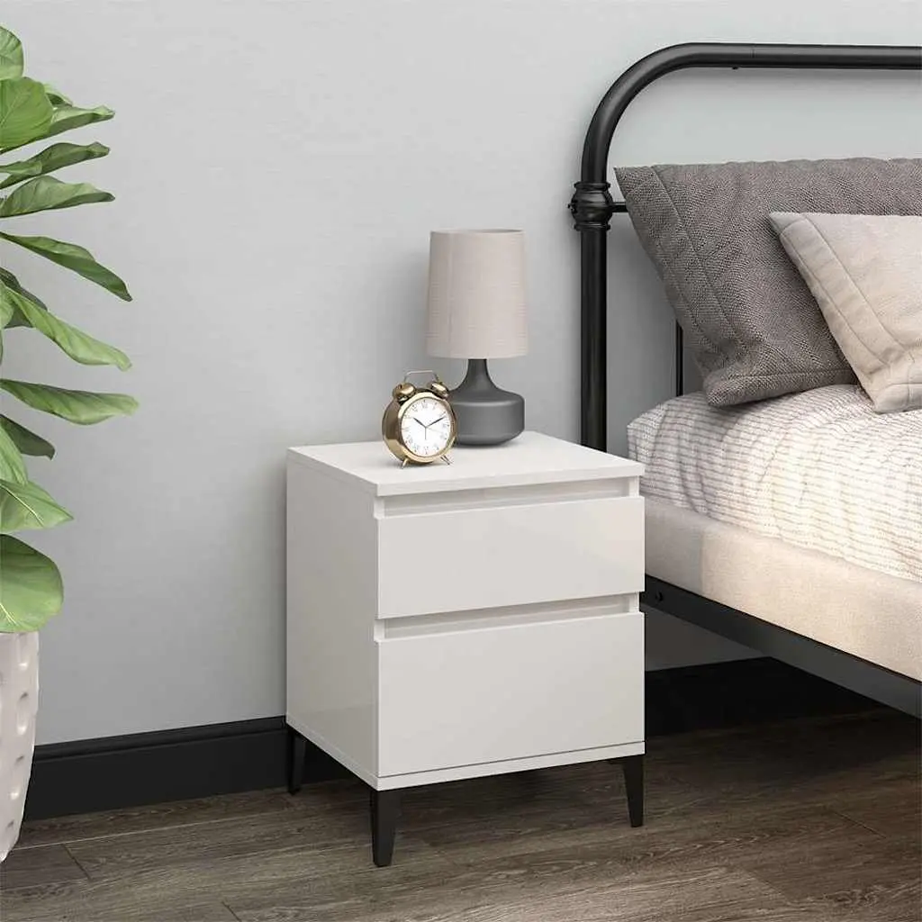 Bedside Storage Cabinets 2 pcs White Nightstand Cabinet Bedroom Furniture Set