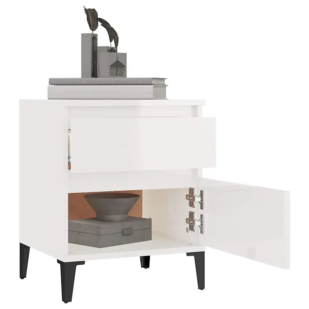 Bedside Storage Cabinets 2 pcs White Nightstand Cabinet Bedroom Furniture Set