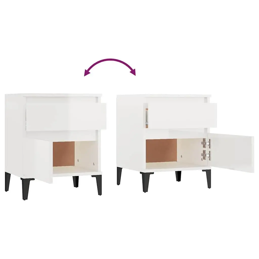Bedside Storage Cabinets 2 pcs White Nightstand Cabinet Bedroom Furniture Set