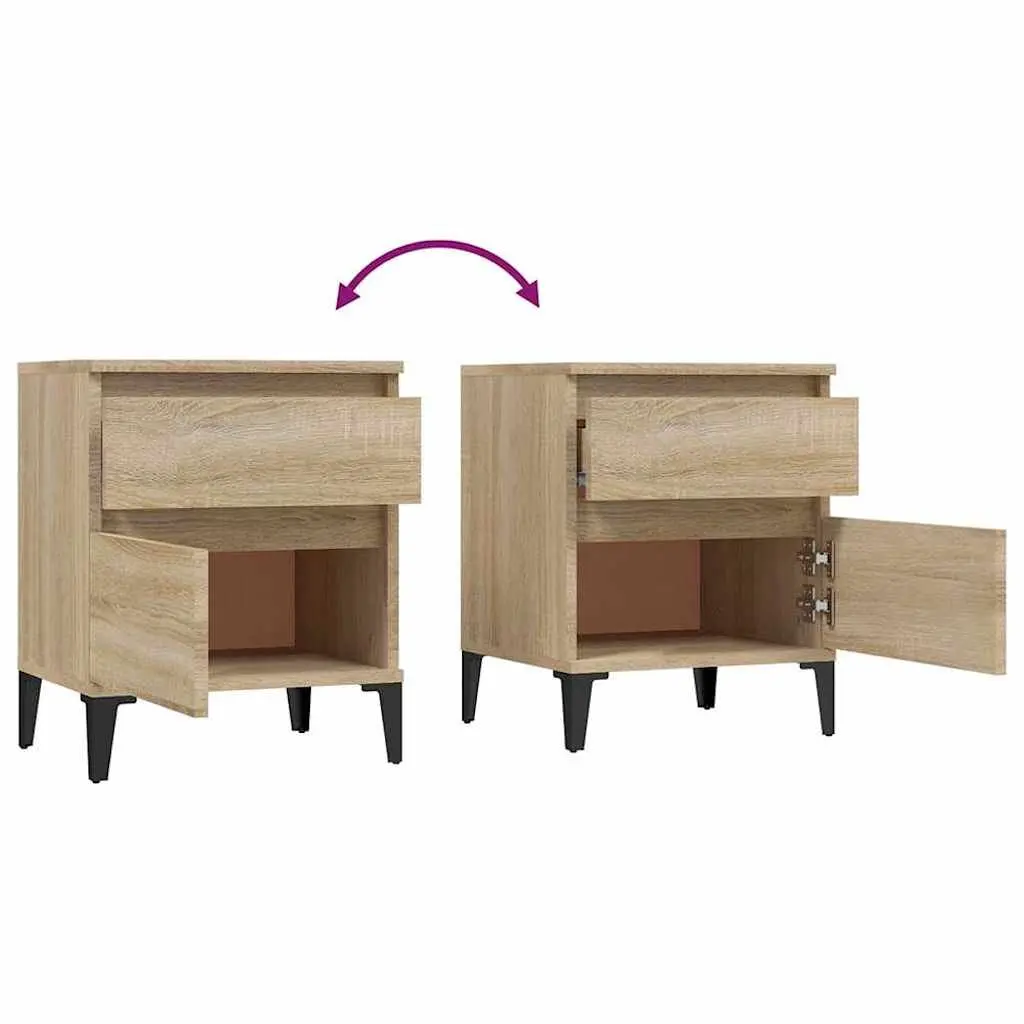 Bedside Cabinet Storage Organizer Brown Wooden Nightstand Side Table Bedroom