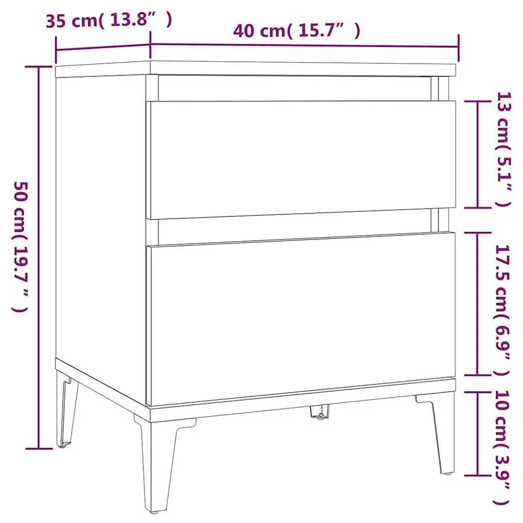 Bedside Storage Cabinets Brown 40x35x50cm Set of 2 Bedroom Nightstands Side