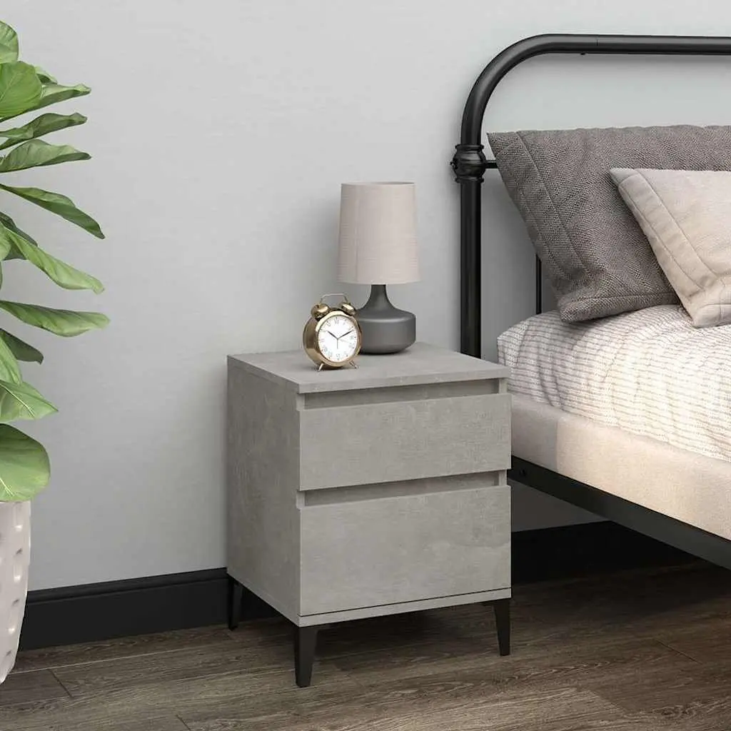 Bedside Cabinets 2 pcs Grey Storage Furniture Nightstand Organiser Units Set