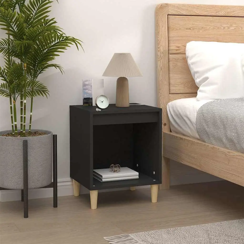 2 Pcs Black Nightstand Cabinets