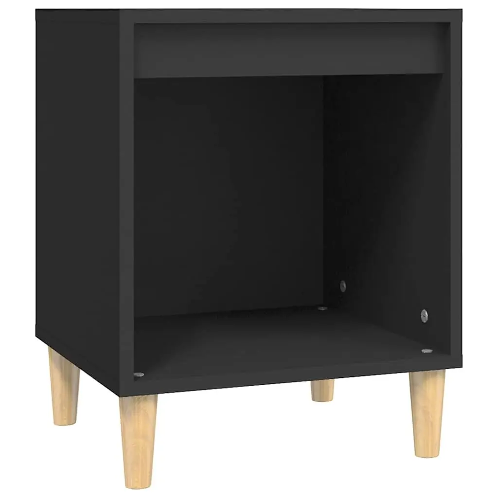 2 Pcs Black Nightstand Cabinets