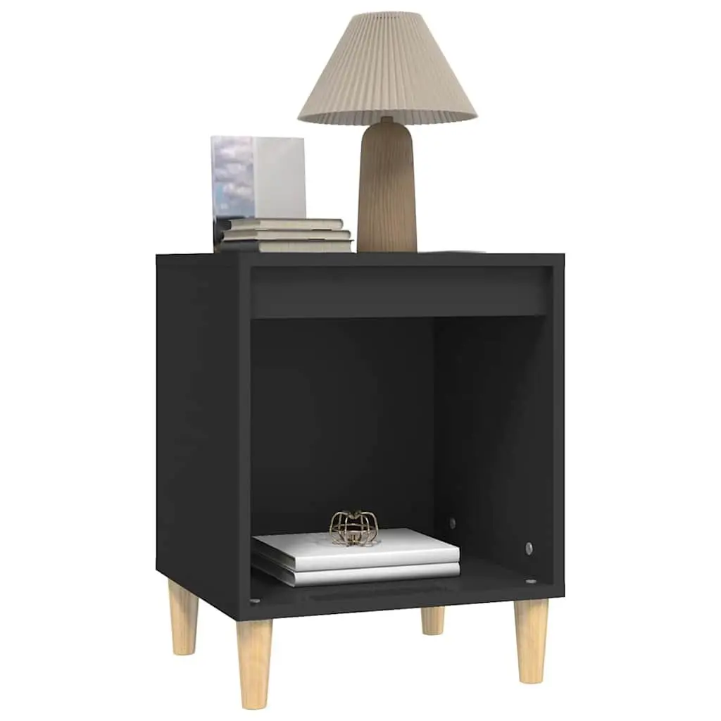 2 Pcs Black Nightstand Cabinets