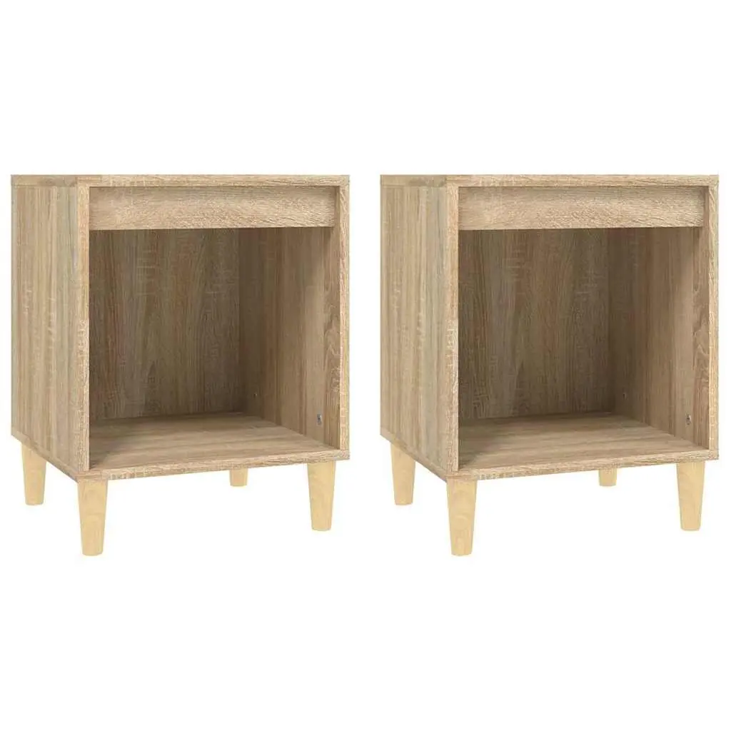 Bedside Cabinets 2 pcs Brown Engineered Wood Storage Side Tables 40x35x50cm