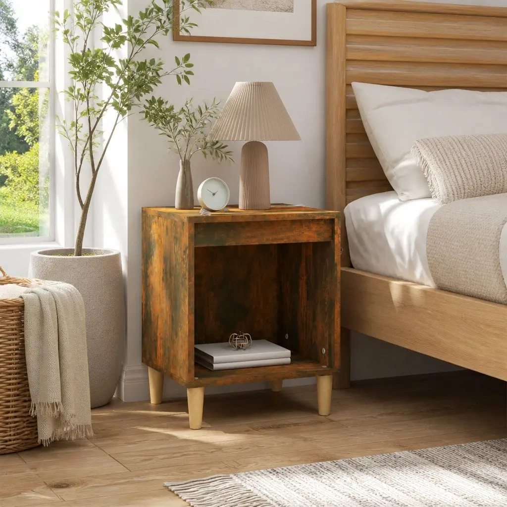 Bedside Cabinet Brown Wood Bedroom Side Table Storage Nightstand 40x35x50cm
