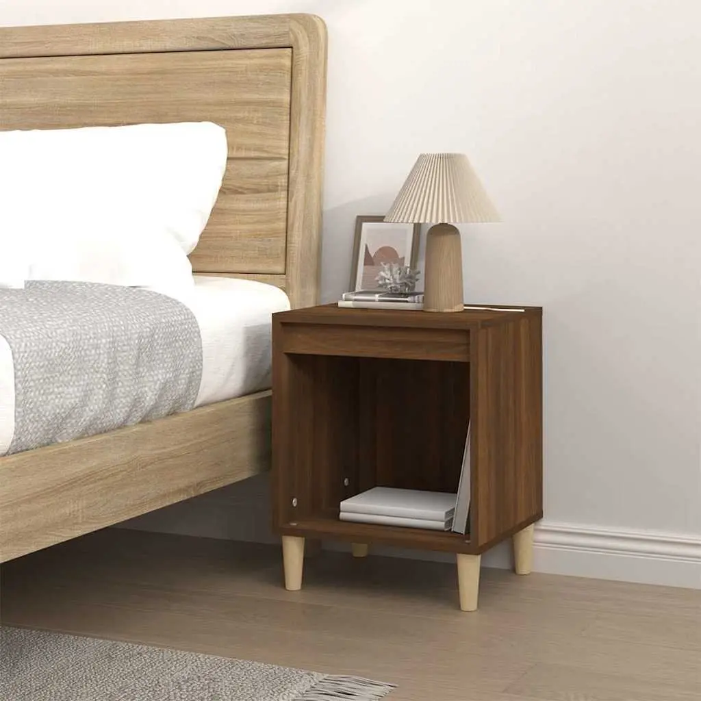 Bedside Cabinet Brown Oak 40x35x50 cm Engineered Wood Side Table Storage