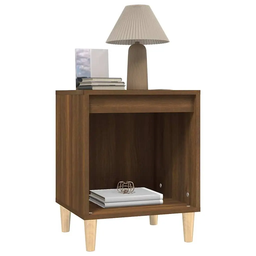 Bedside Cabinet Brown Oak 40x35x50 cm Engineered Wood Side Table Storage