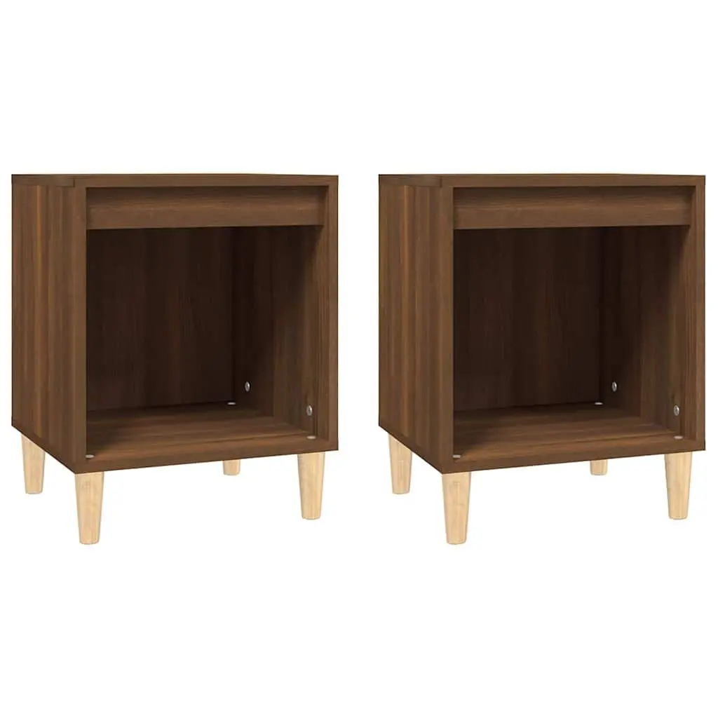 Bedside Cabinets 2 pcs Brown Oak Storage Tables Nightstand Bedroom Furniture