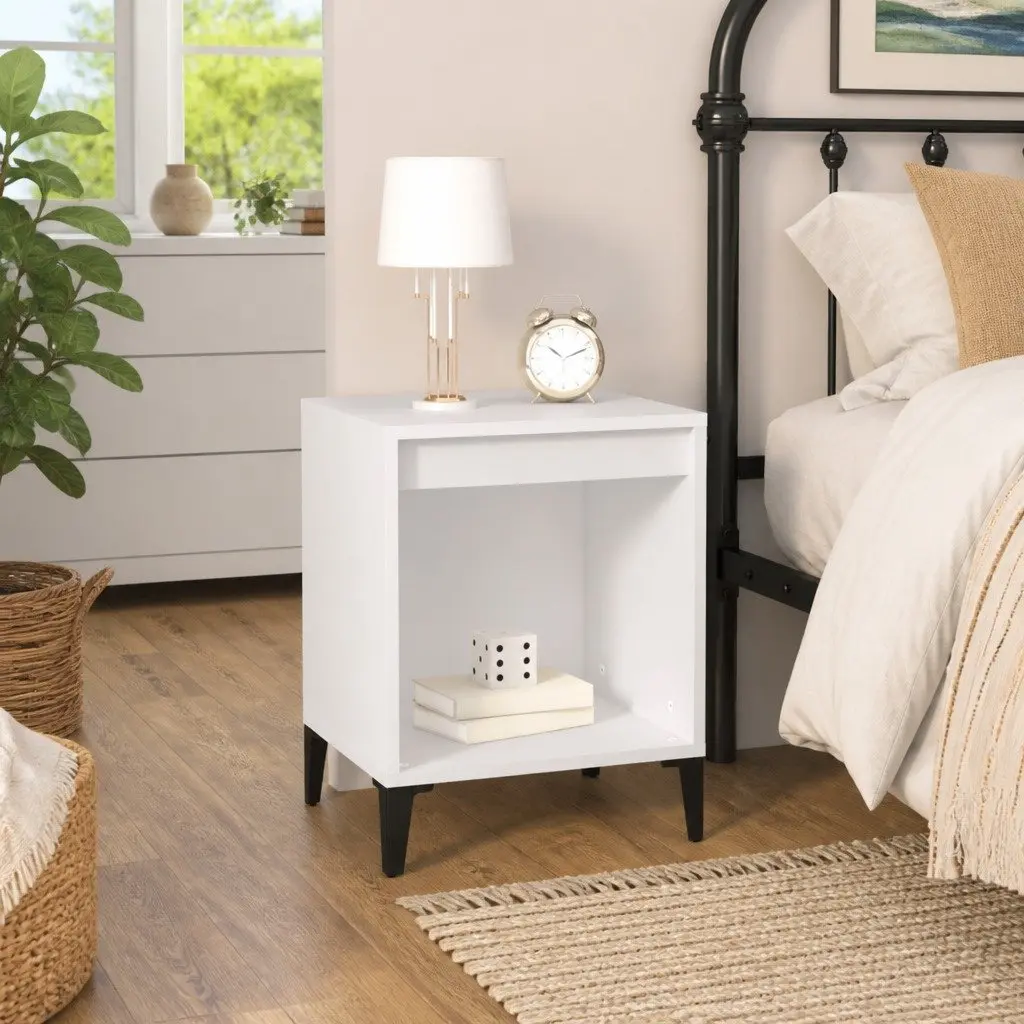 Bedside Table Bedroom Use White 40x35x50 cm