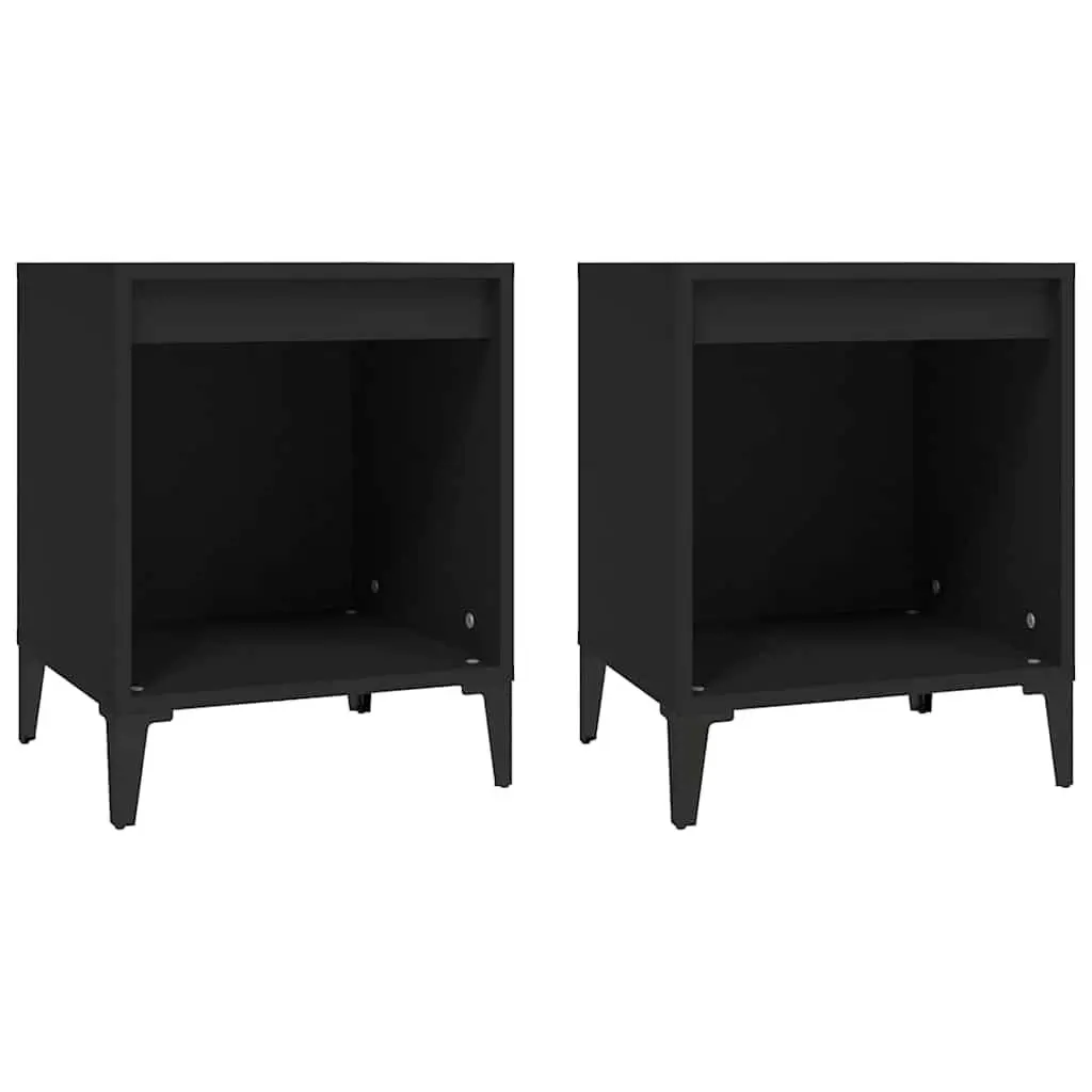 Bedside Cabinets 2 pcs Black 40x35x50 cm Storage Organiser Bedroom Furniture