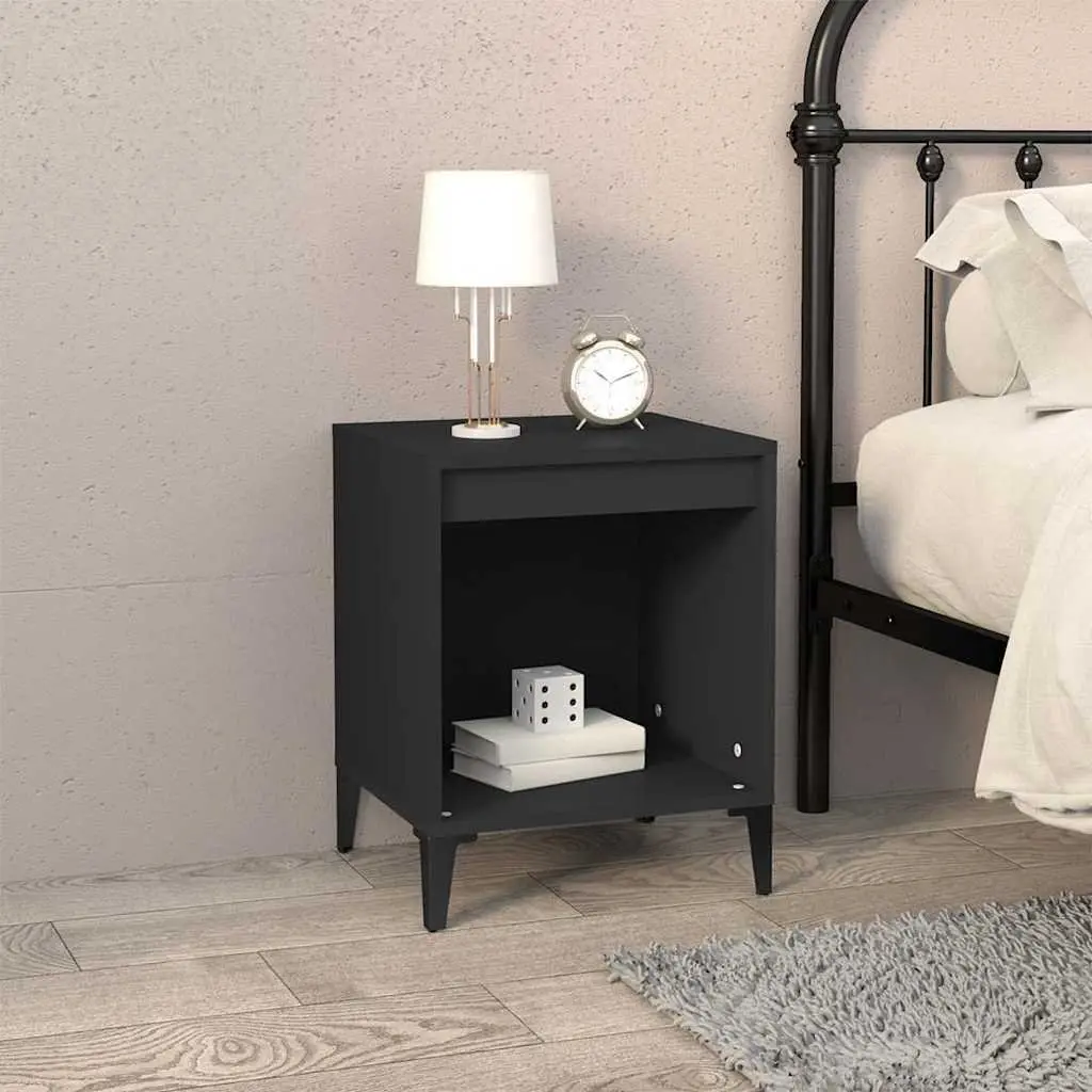 Bedside Cabinets 2 pcs Black 40x35x50 cm Storage Organiser Bedroom Furniture