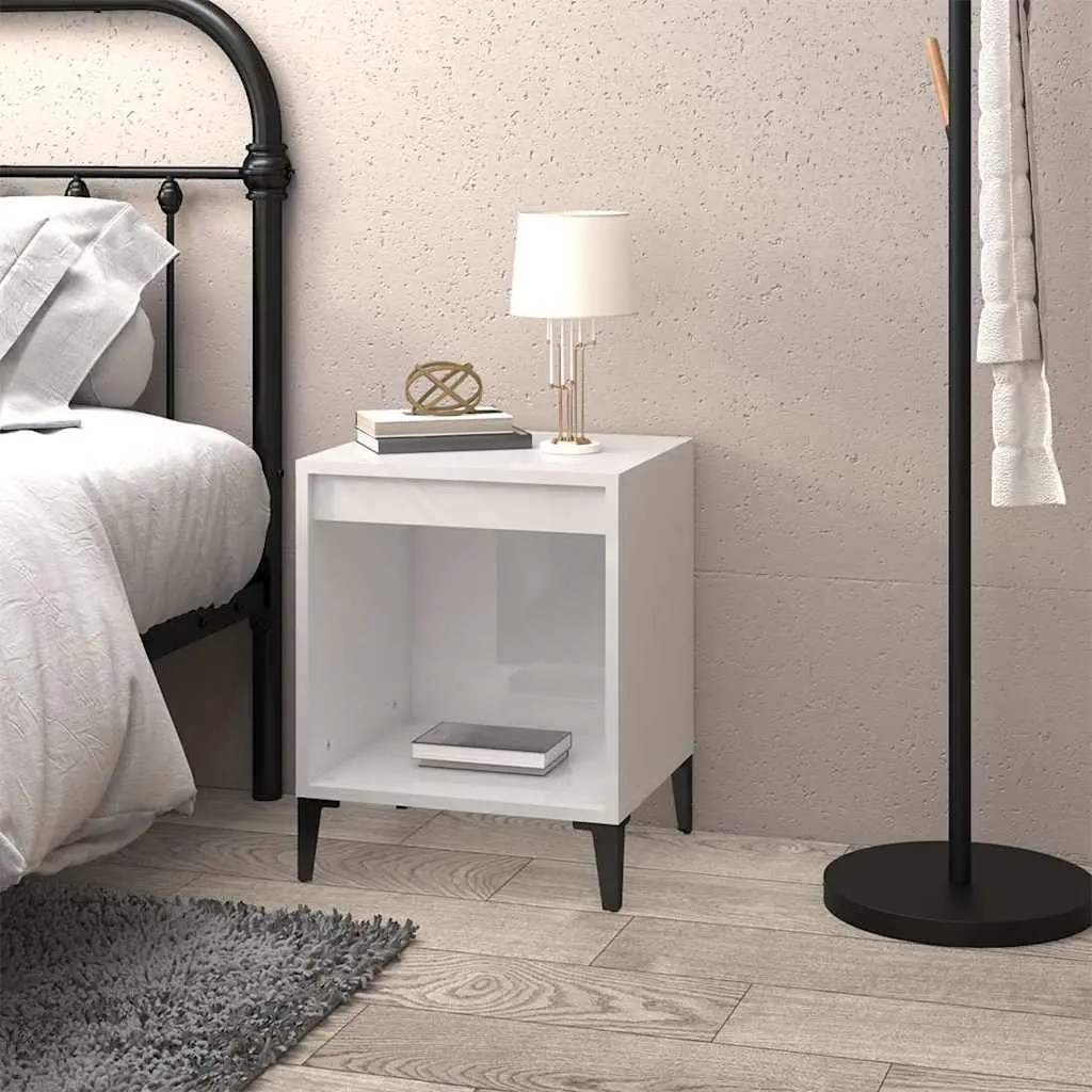 Bedside Cabinet High Gloss White Nightstand Storage Table Bedroom Furniture