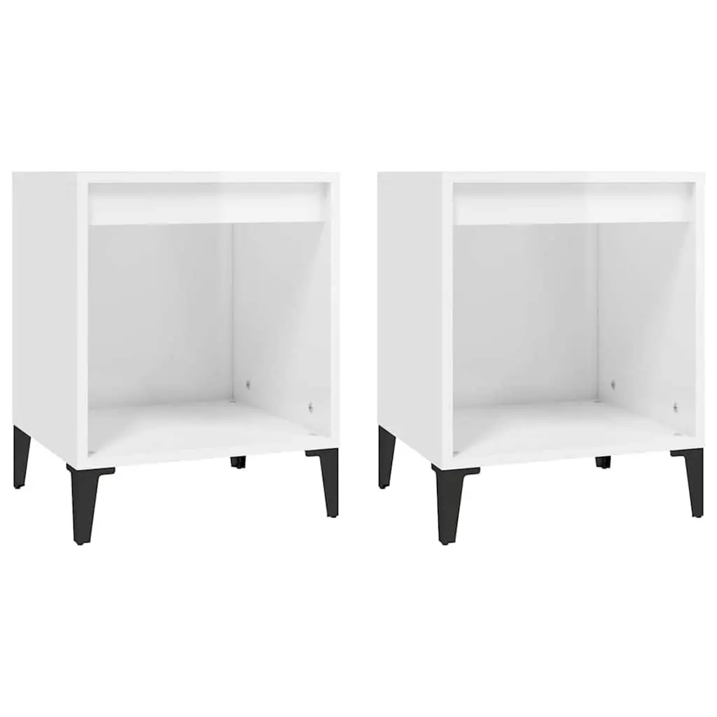 Bedside Cabinets 2 pcs White High Gloss Nightstand Storage Bedroom Furniture Set