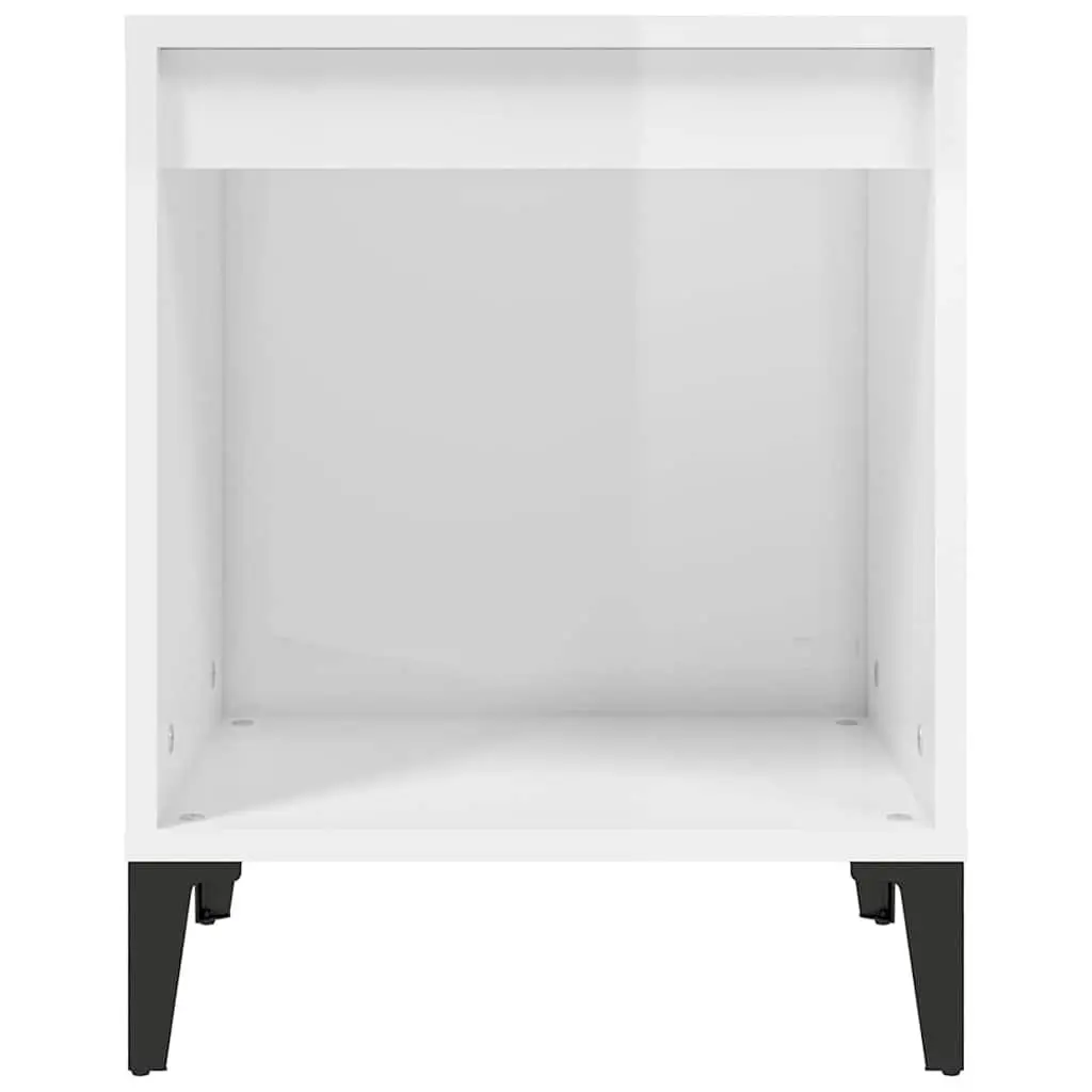 Bedside Cabinets 2 pcs White High Gloss Nightstand Storage Bedroom Furniture Set