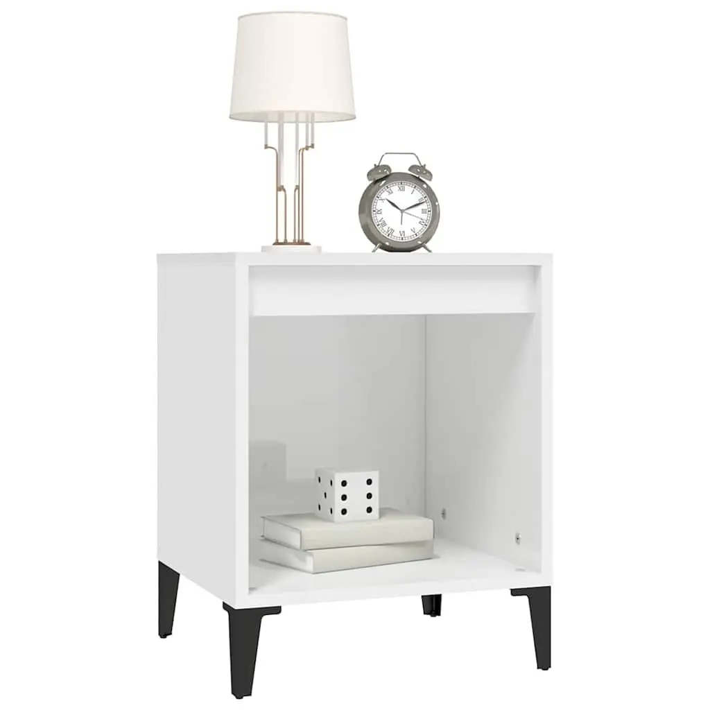 Bedside Cabinets 2 pcs White High Gloss Nightstand Storage Bedroom Furniture Set